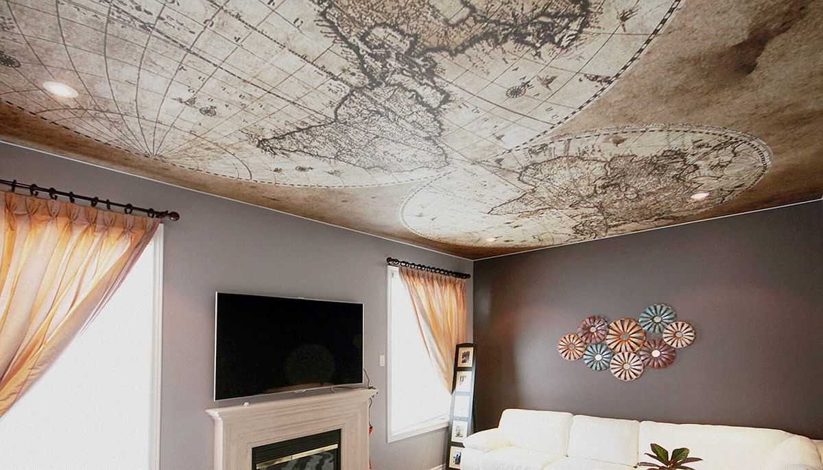 Натяжной потолок с фотопечатью - хоть карту мира