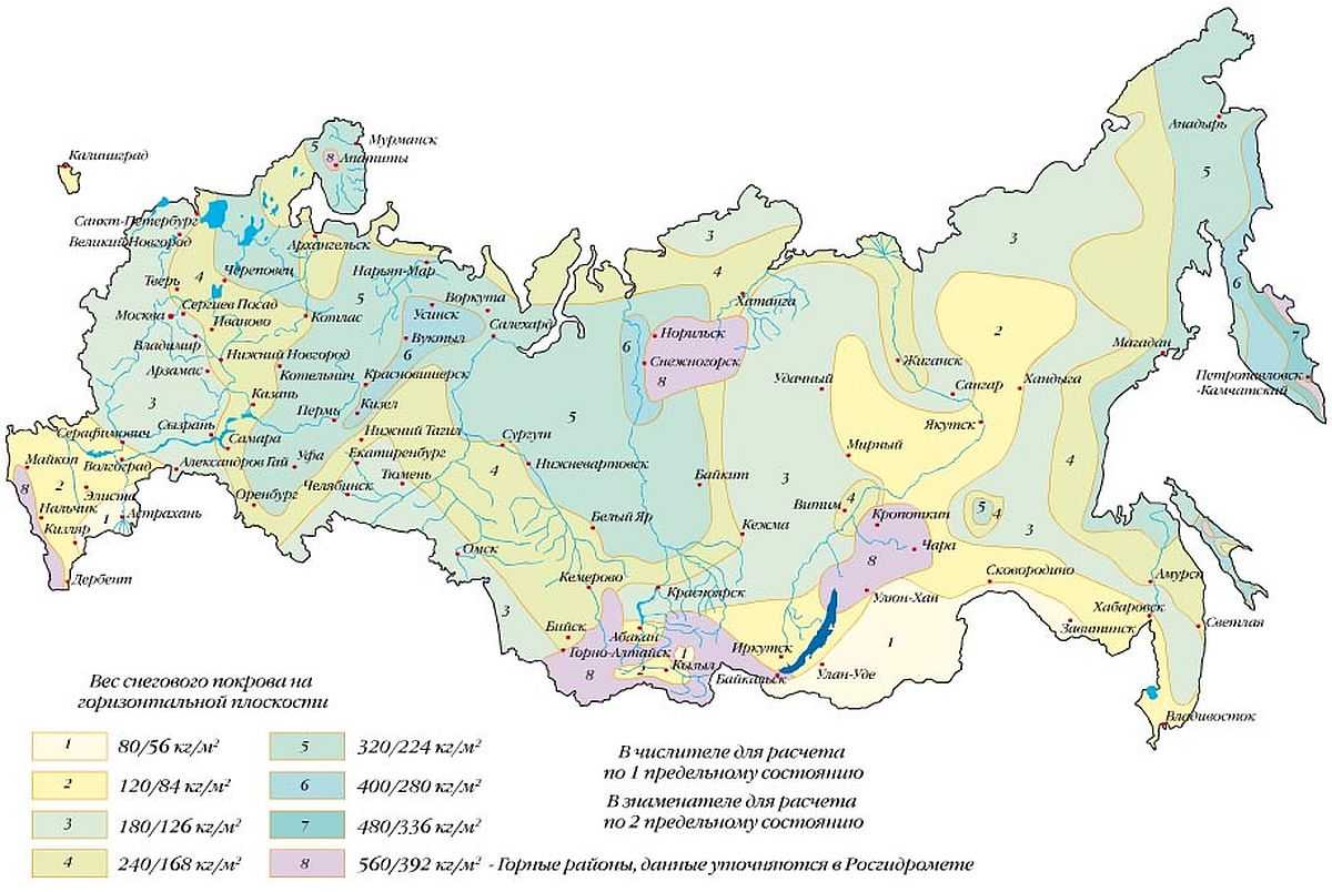 Карта снеговых нагрузок РФ
