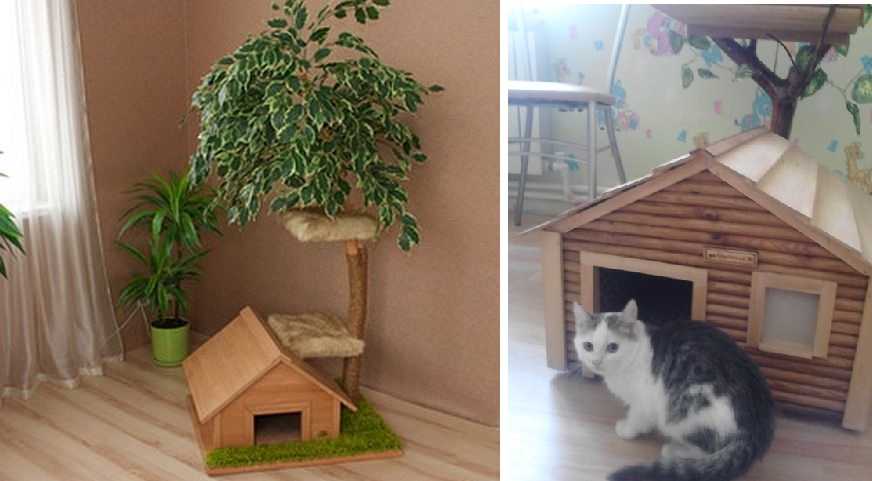 Для кошки с котятами, подойдет домик стоящий на полу